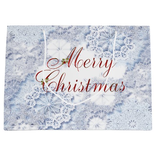 Frohe Weihnacht-Schnee-Geschenk-Tasche groß Große Geschenktüte (Vorderseite)