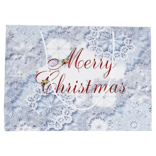 Frohe Weihnacht-Schnee-Geschenk-Tasche groß Große Geschenktüte (Rückseite)