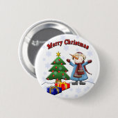 Frohe Weihnacht-Schneemann-Knopf Button (Vorne & Hinten)