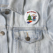 Frohe Weihnacht-Schneemann-Knopf Button (Beispiel)