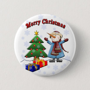 Frohe Weihnacht-Schneemann-Knopf Button