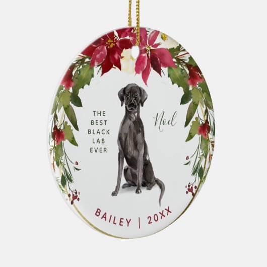 Frohe Weihnacht-Schwarz-Labrador | addieren das Keramik Ornament (Rechts)