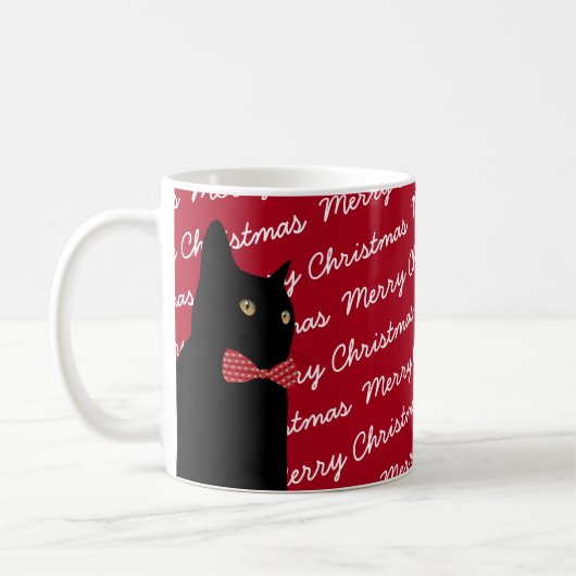Frohe Weihnacht-schwarze Katze Kaffeetasse (Links)