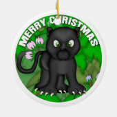 Frohe Weihnacht-schwarzer Panther Keramik Ornament (Hinten)