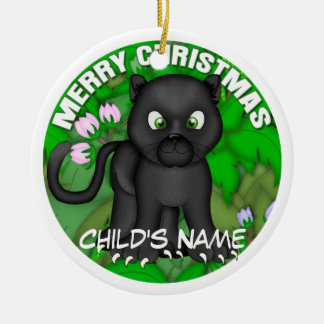Frohe Weihnacht-schwarzer Panther Keramik Ornament