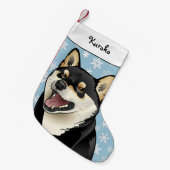 Frohe Weihnacht-Schwarzes und Strumpf TANs Shiba Kleiner Weihnachtsstrumpf (Vorderansicht (hängend))