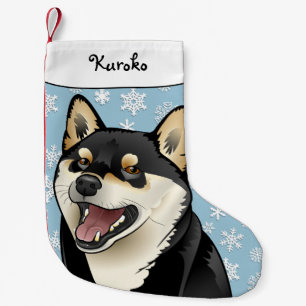 Frohe Weihnacht-Schwarzes und Strumpf TANs Shiba Kleiner Weihnachtsstrumpf