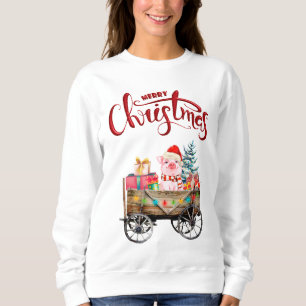 Frohe Weihnacht-Schwein-Sweatshirt Sweatshirt