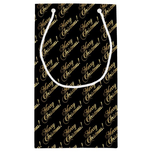 Frohe Weihnacht-Skript-Imitat-Goldfolie elegant Kleine Geschenktüte (Rückseite)