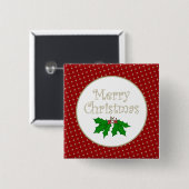 Frohe Weihnacht-Stechpalmen-Knopf Button (Vorne & Hinten)