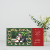 Frohe Weihnacht-Stechpalmenrahmen-Fotokarte Feiertagskarte (Stehend Vorderseite)