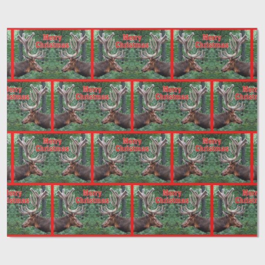 Frohe Weihnacht-Stier-Elche im Samt Geschenkpapier (Flach)