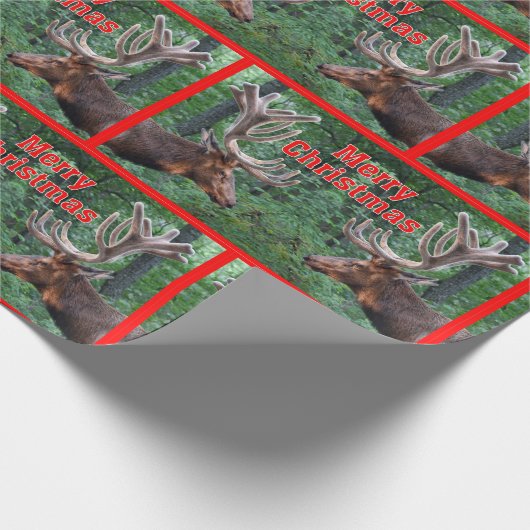 Frohe Weihnacht-Stier-Elche im Samt Geschenkpapier (Ecke)