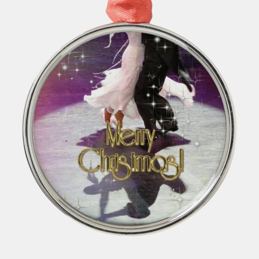Frohe Weihnacht-Tänzer Silbernes Ornament (Vorne)