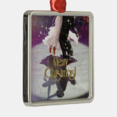 Frohe Weihnacht-Tänzer Silbernes Ornament (Rechts)