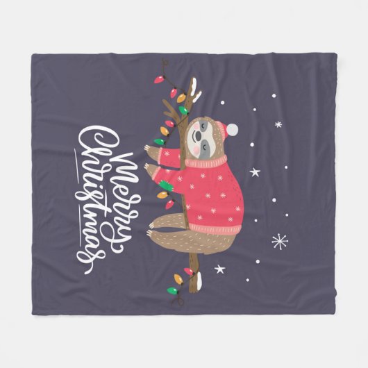 Frohe Weihnacht-Trägheit Fleecedecke (Vorderseite (Horizontal))