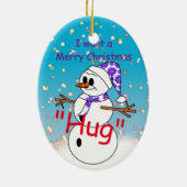 Frohe Weihnacht-Umarmung Keramikornament (Hinten)