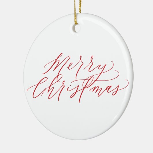 Frohe Weihnacht-Verzierung - rote Kalligraphie Keramikornament (Links)