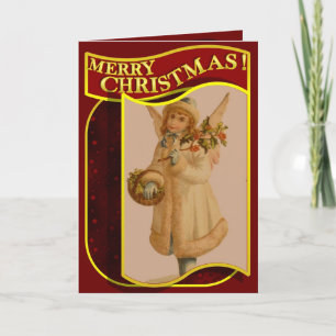 Frohe Weihnacht-Vintage Engels-Weihnachtskarte Feiertagskarte