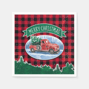 Frohe Weihnacht-Vintager LKW Serviette