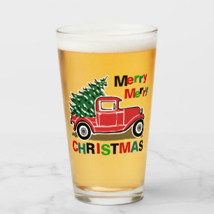 Frohe Weihnacht-Vintager roter LKW Glas