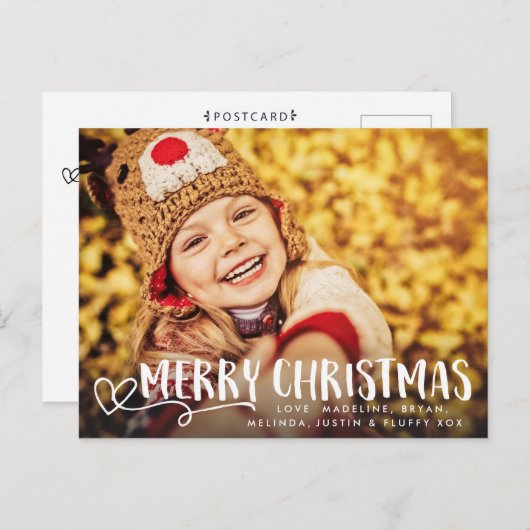 Frohe Weihnacht-weiße Feiertagspostkarte (Vorne/Hinten)