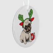 Frohe Weihnacht-Welpen-Mops Ornament (Vorderseite)