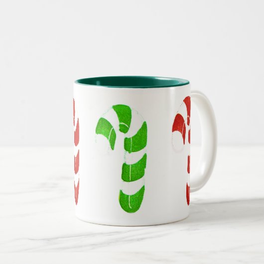 Frohe Weihnacht-Zuckerstange-Kaffeetasse Zweifarbige Tasse (VorderseiteRechts)