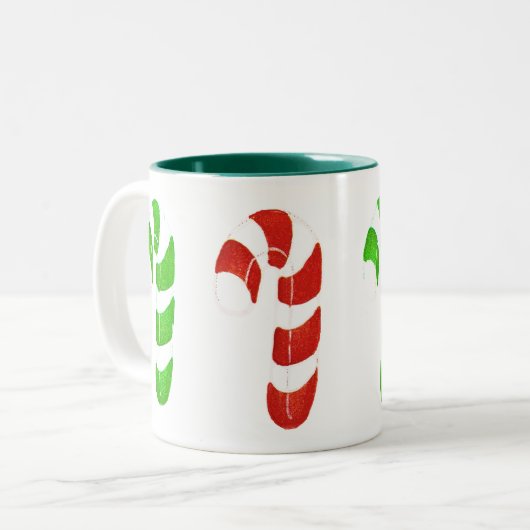 Frohe Weihnacht-Zuckerstange-Kaffeetasse Zweifarbige Tasse (Vorderseite Links)