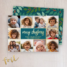 Frohe Weihnachten - 10 Foto - Modernes Script Gold Folien Feiertagskarte
