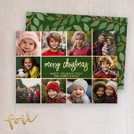 Frohe Weihnachten - 10 Foto - Modernes Script Gold Folien Feiertagskarte