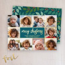 Frohe Weihnachten - 10 Foto - Modernes Script Gold
