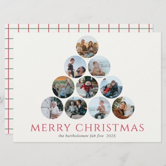 Frohe Weihnachten 10 Foto Tree Green Red (Vorne/Hinten)