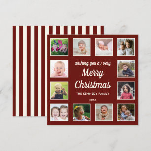 Frohe Weihnachten 12 Foto-Collage Burgunder gestre