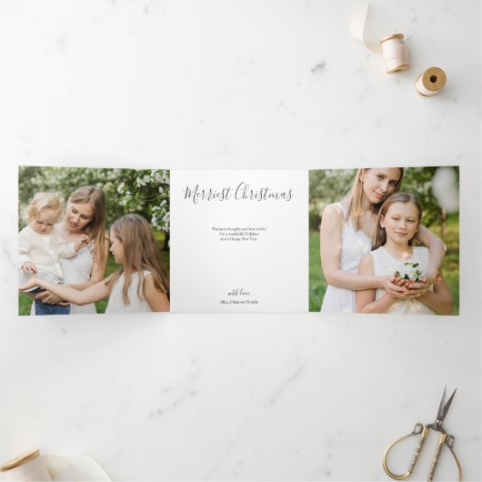 Frohe Weihnachten 12 Foto Weißer Tri-Fold Urlaub Dreifach Gefaltete Urlaubskarte (Innenseite)