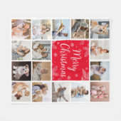 Frohe Weihnachten 16 Foto Collage Familie Fleecedecke (Vorderseite (Horizontal))