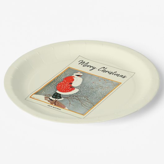 Frohe Weihnachten 1914 Schneebräunung Pappteller (Schrägansicht)