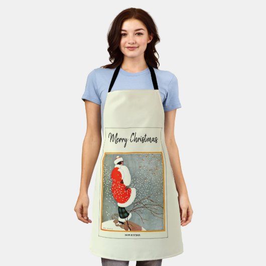 Frohe Weihnachten 1914 Schneebräunung Schürze (Getragen)