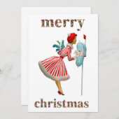 Frohe Weihnachten 1950 Vintage Dame (Vorne/Hinten)