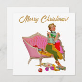 Frohe Weihnachten 1950 Vintage Lady (Vorne/Hinten)