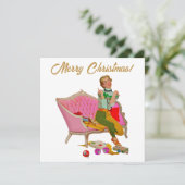 Frohe Weihnachten 1950 Vintage Lady (Stehend Vorderseite)