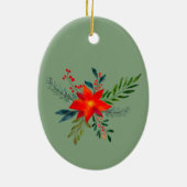 Frohe Weihnachten 1 Foto Aquarell Blumenurlaub Keramik Ornament (Hinten)