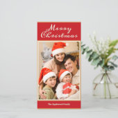 Frohe Weihnachten 1 Foto Elegante Rote Imitate Gol (Stehend Vorderseite)