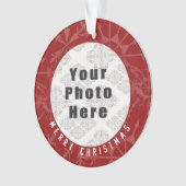 Frohe Weihnachten 1 Foto-rote Schneeflocke/Text Ornament (Vorderseite)