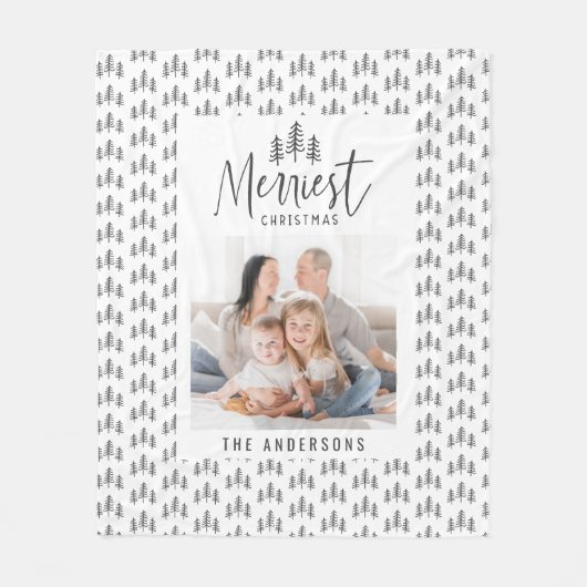 Frohe Weihnachten 1 Foto rustikale Hand gezogen Ba Fleecedecke (Vorderseite)