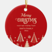 Frohe Weihnachten 200 Jahre Rotbeige Bäume Foto Keramik Ornament (Vorne)