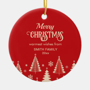 Frohe Weihnachten 200 Jahre Rotbeige Bäume Foto Keramik Ornament