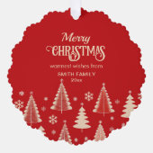 Frohe Weihnachten 200 Jahre Rotbeige Bäume Foto Ornament Karte (Vorderseite)