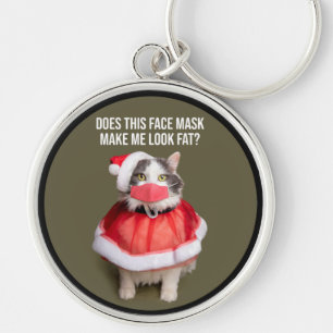 Frohe Weihnachten 2020 Fett Katze im Gesicht Maske Schlüsselanhänger