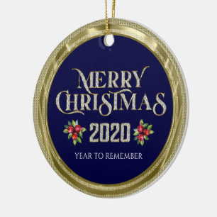 Frohe Weihnachten 2020 funkelnde Glitzer Typografi Keramik Ornament